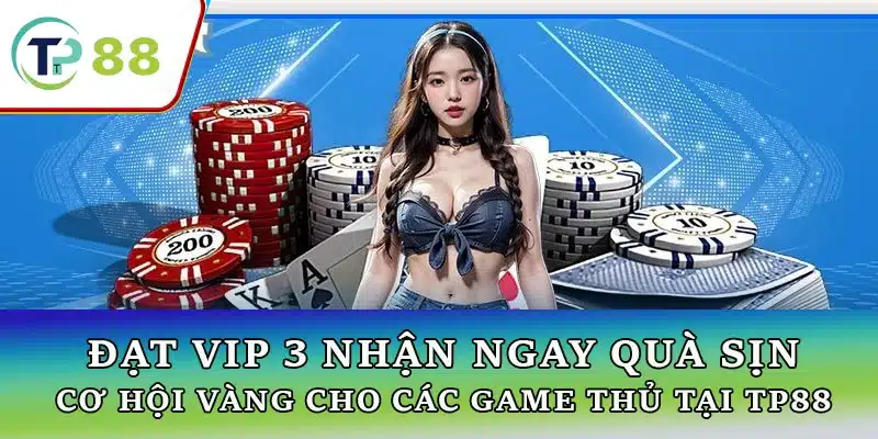 Khuyến mãi đạt VIP 3 nhận quà xịn tại TP88 - Ưu đãi đặc biệt cho người chơi cao cấp